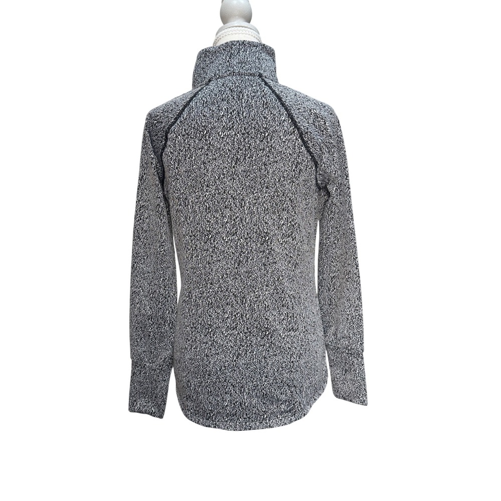 Avia Womens Pullover Size Small Quarter Zip Space Dye Black White Long Sleeve - Picture 2 of 8